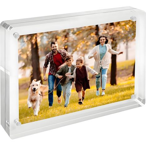 Acryl-fotorahmen - 10,2 X 15,2 Cm - Magnetisch - Rahmenlos - Abgerundete Ecken - Transparent - Für Büro Und Zuhause - 12 + 12 Mm Dicke - Doppelseitig Transparent - Weiß 1