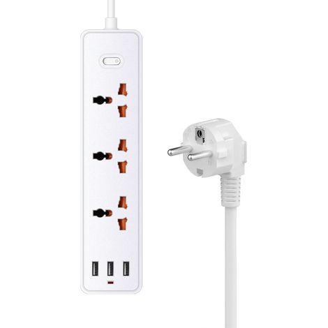 Usb-steckdosenleiste Mit 3 Steckdosen + 3 Usb-a-anschlüssen, Büro-steckdosenleiste Mit Schalter Und 1,2 M Kabel, Überspannungsschutz, Kindersicherung