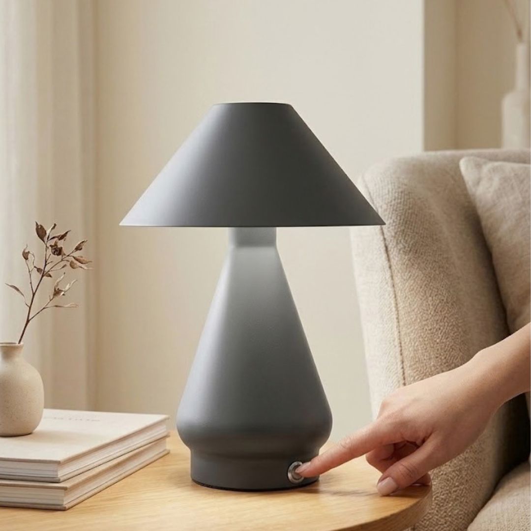 Wiederaufladbare Led-tischlampe Pilzgrau 3 Töne Und Einstellbare Intensität