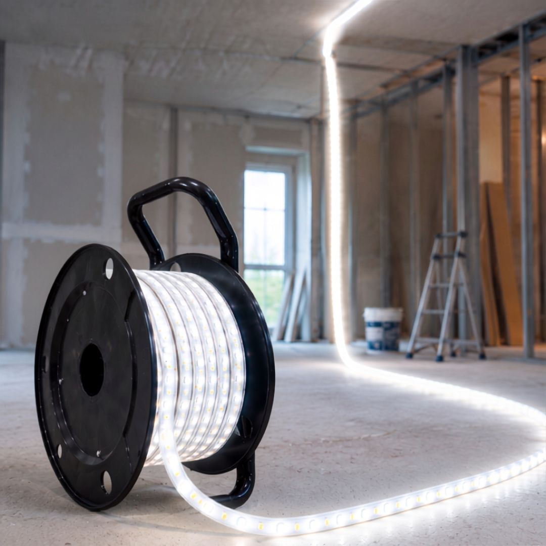 Led-streifenleuchte Für Baustellen Auf Rolle, 20 Meter, 230 V, 10 W/m, 6500 K, Ip54
