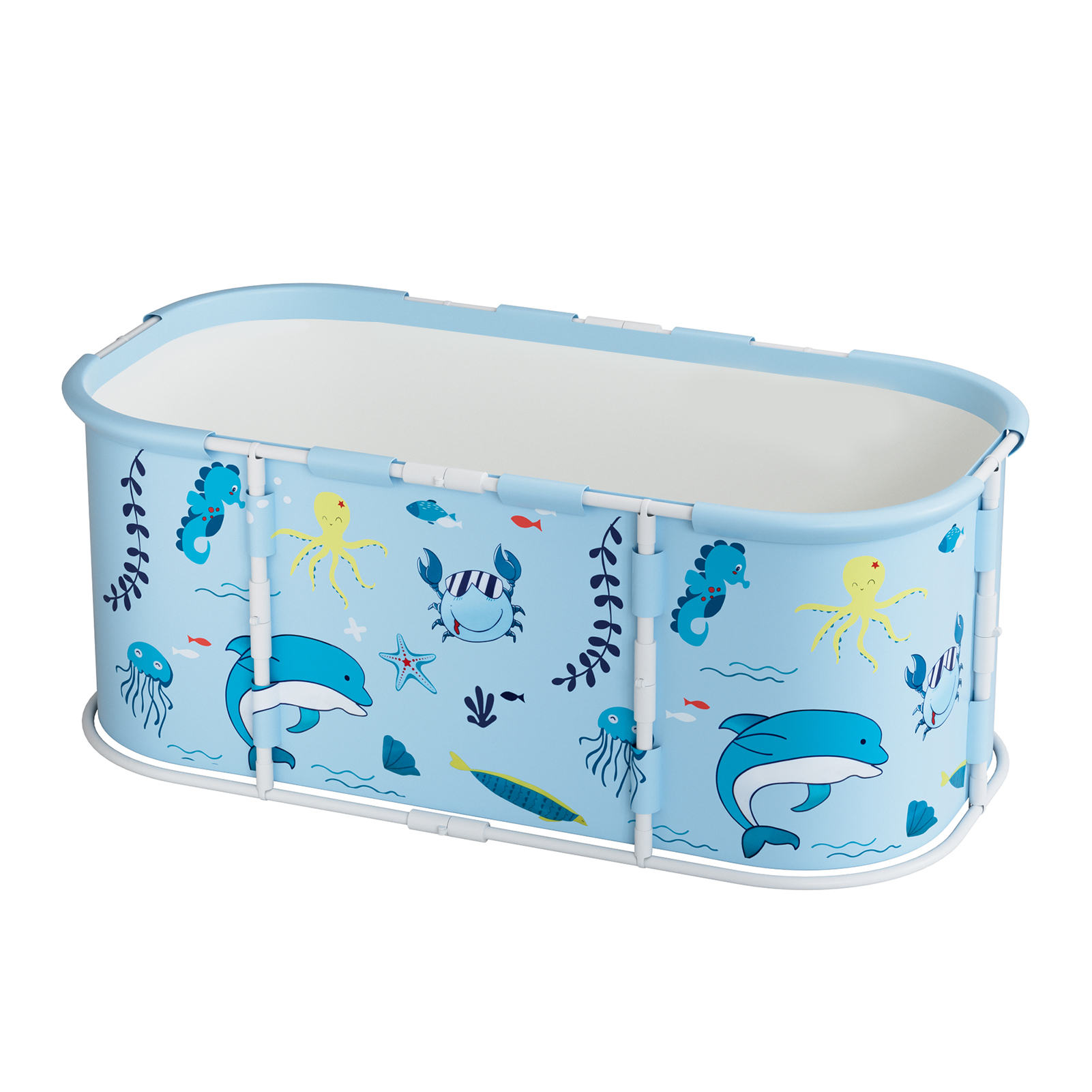 Fianao – Faltbare Badewanne – Großes Freistehendes Spa Becken Mit Kunststoffgestell, Für Erwachsene Und Kinder, Schnell Zusammenklappbar, Platzsparend, 115 × 60 × 50 Cm