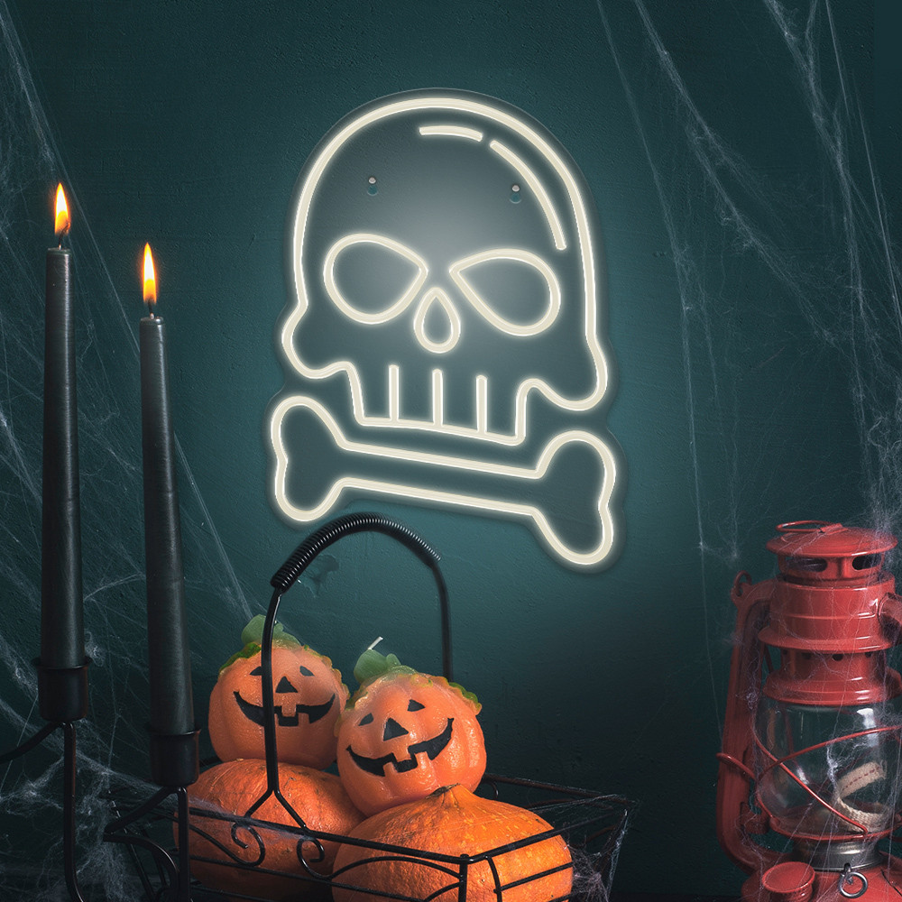 Forever Light Light Neon Lampe Wanddekoration Halloween Zeichen De Mit Usb-anschluss, Umgebungslicht De, Perfektes Dekorationselement, Ideal Für Innenräume (totenkopf)