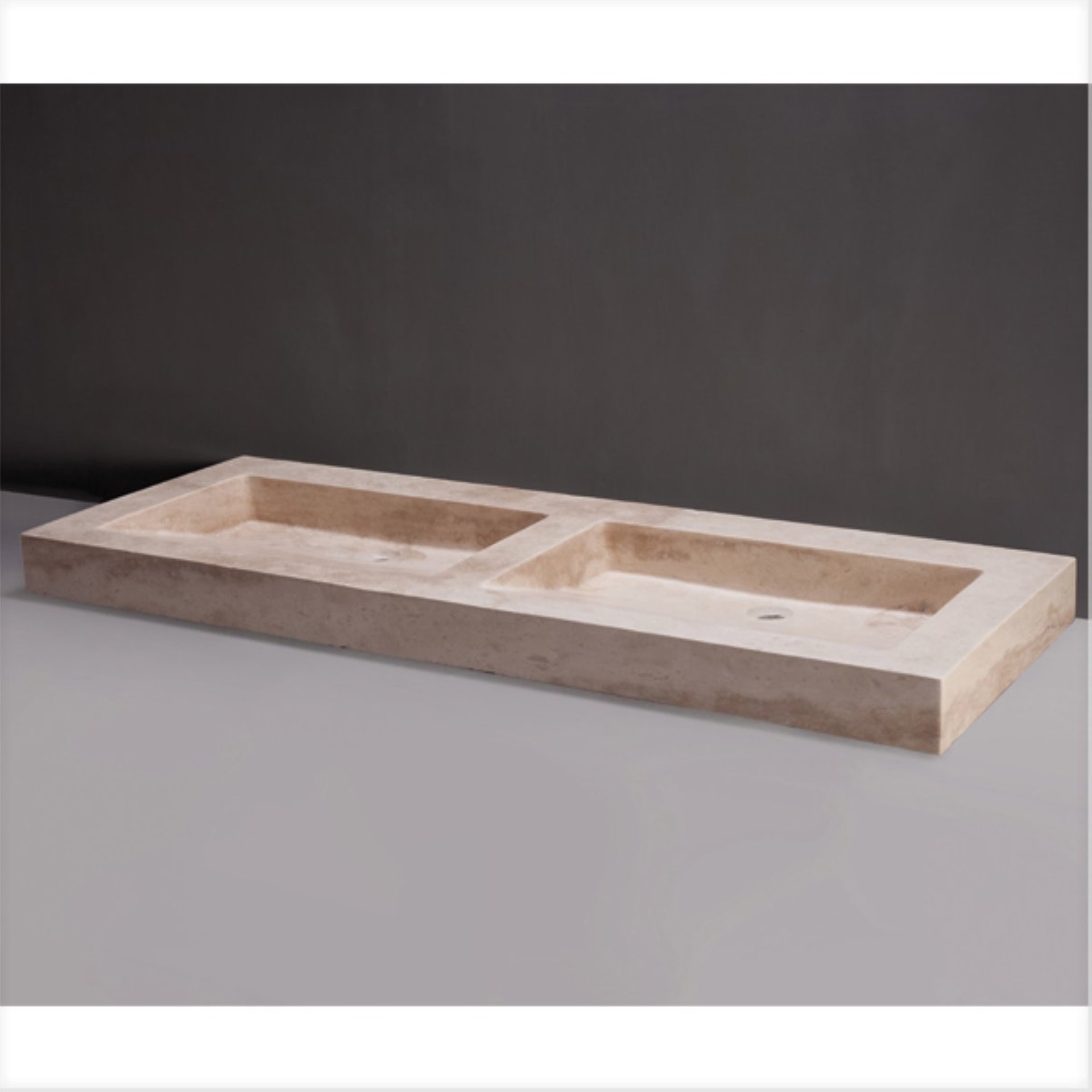 Waschbecken Naturstein Palermo Doppio 140,5 Cm Travertin Ohne Hahnloch"-"11197145
