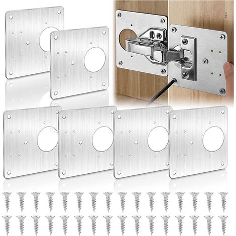 6 Pcs Platte Réparation Charnière Aus Stahl Inoxydable Set Réparation Charnière Für Holz Meubles Étagères V630b