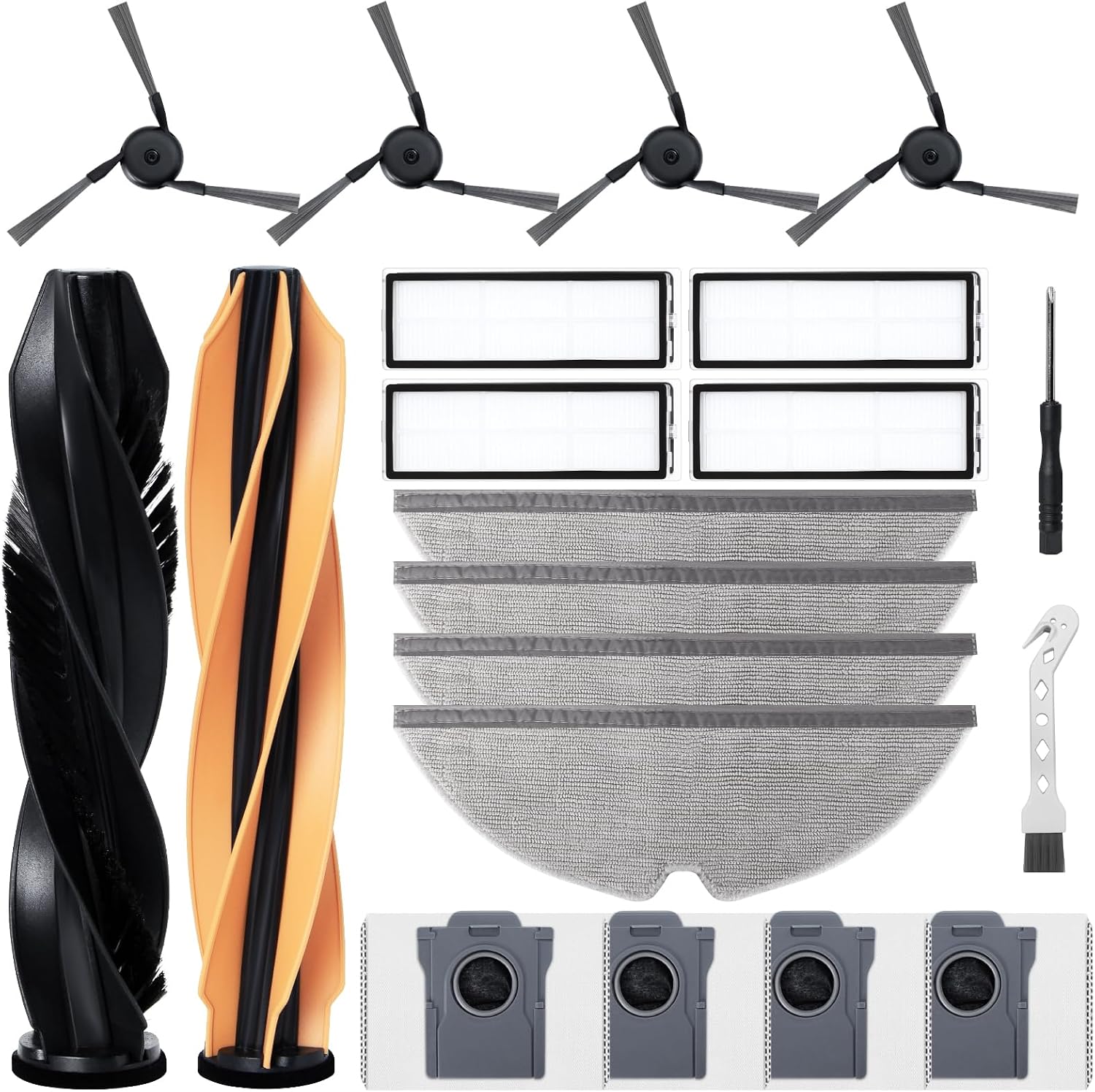 Set D'Zubehör Für Roboter Staubsauger Dreame D20 / D20 Pro Plus - 2 Bürsten Principales, 4 Filtereinsatz Hepa, 4 Pads