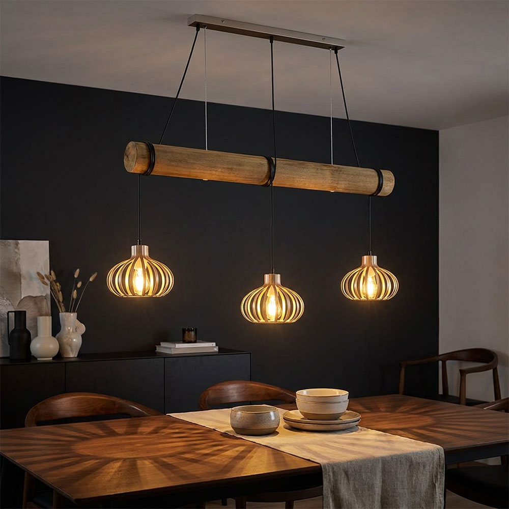 Led Hängeleuchte Pendelleuchte Wohnzimmer Höhenverstellbar Beige Metall H 150 Cm