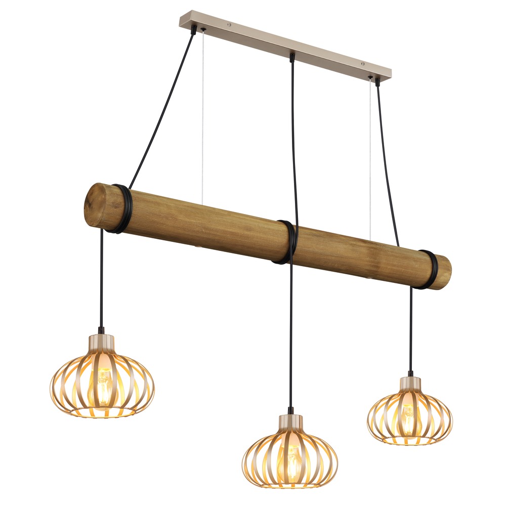 Pendelleuchte Hängeleuchte Wohnzimmerlampe 3-flammig Beige Metall B 20 Cm