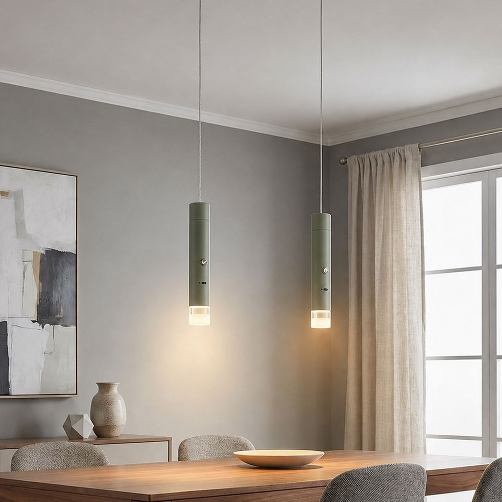 2x Led Hängeleuchte Pendelleuchte Wohnzimmerlampe Taschenlampe Grün Metall H 120 Cm