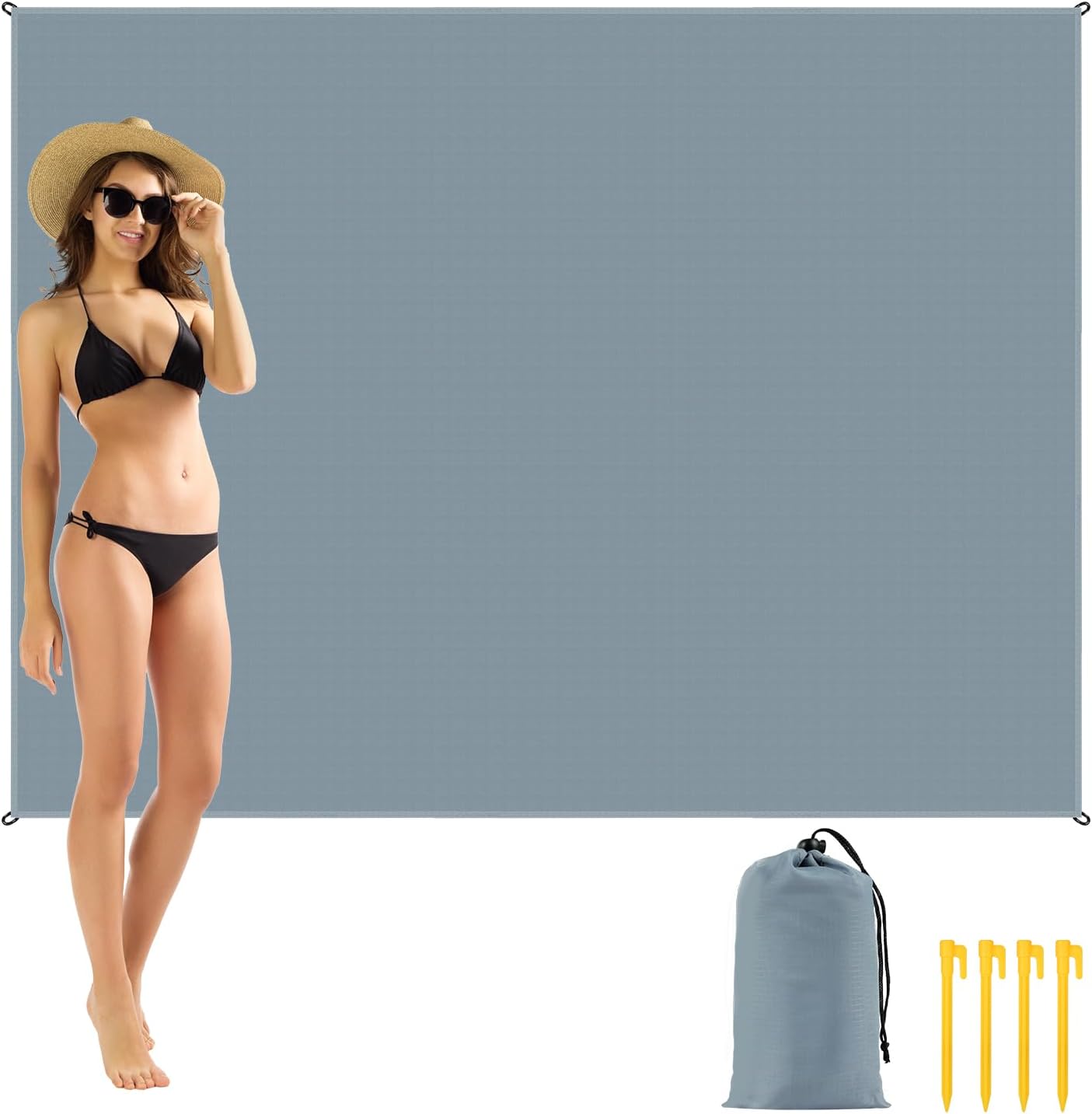 Picknickdecke/picknickmatte, 200 X 140 Cm, Wasserdicht, Mit 4 Heringen Zur Befestigung, Ideal Für Strand, Camping Und Picknicks.