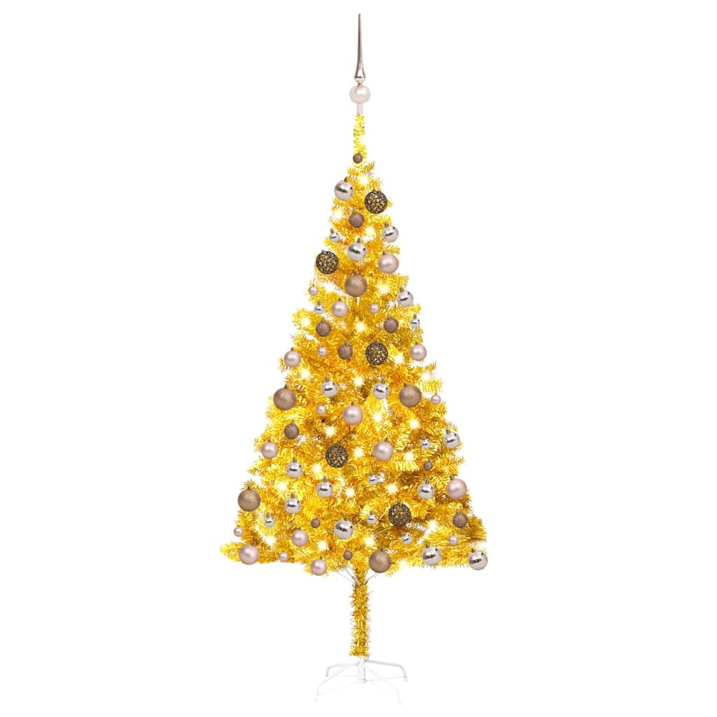 Künstlicher Weihnachtsbaum Beleuchtung & Kugeln Gold 180 Cm Pet Vidaxl