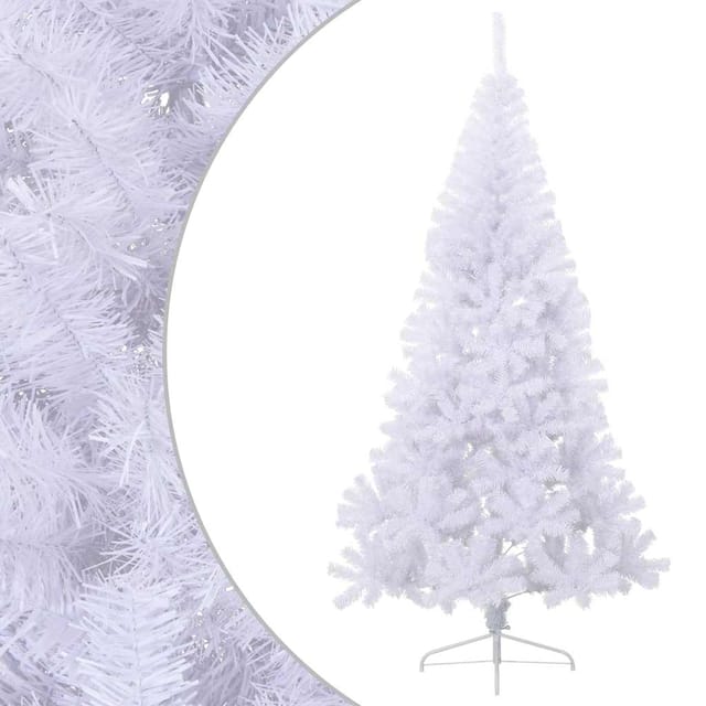 Vidaxl Künstlicher Halb-weihnachtsbaum Mit Ständer Weiß 180 Cm Pvc