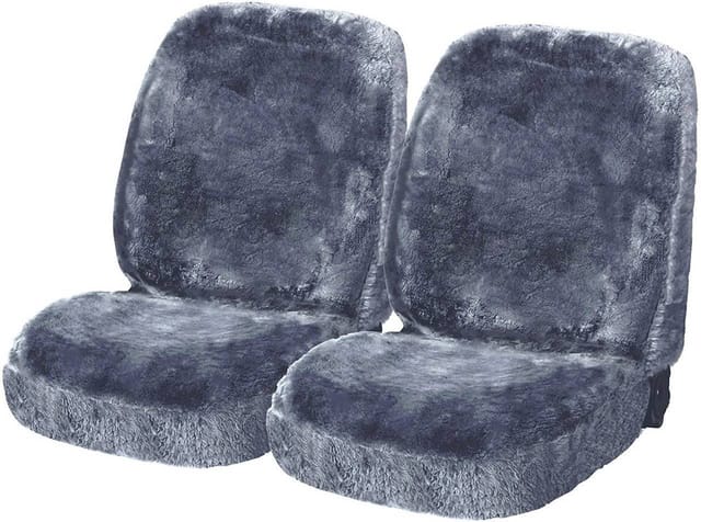 Woltu Lammfellbezug 2er Set Auto Vordersitzbezug Echtlammfell 1.8 Cm Dicke Silber