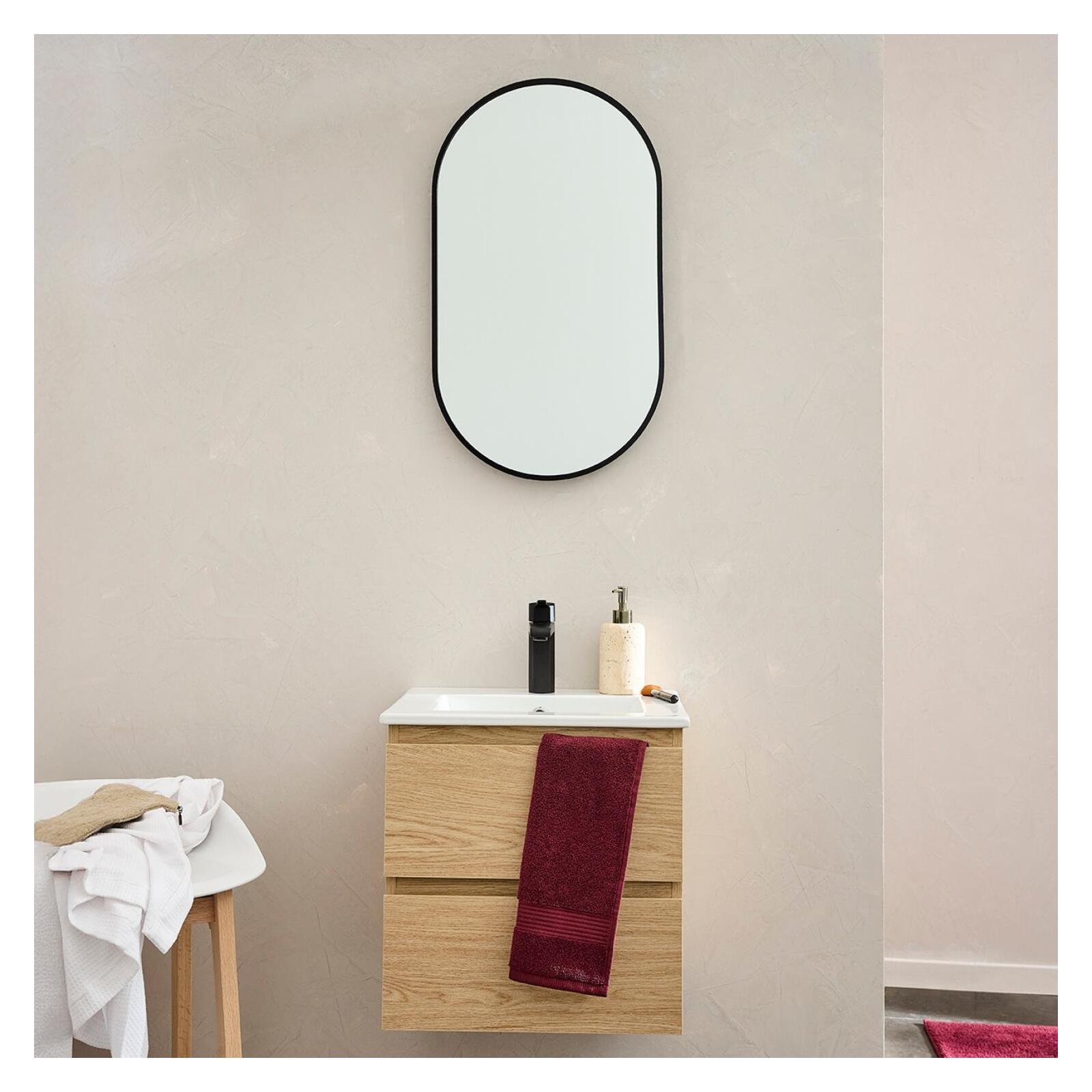 Meuble Vasque Sorrento 45cm Robinet Noir Et Miroir