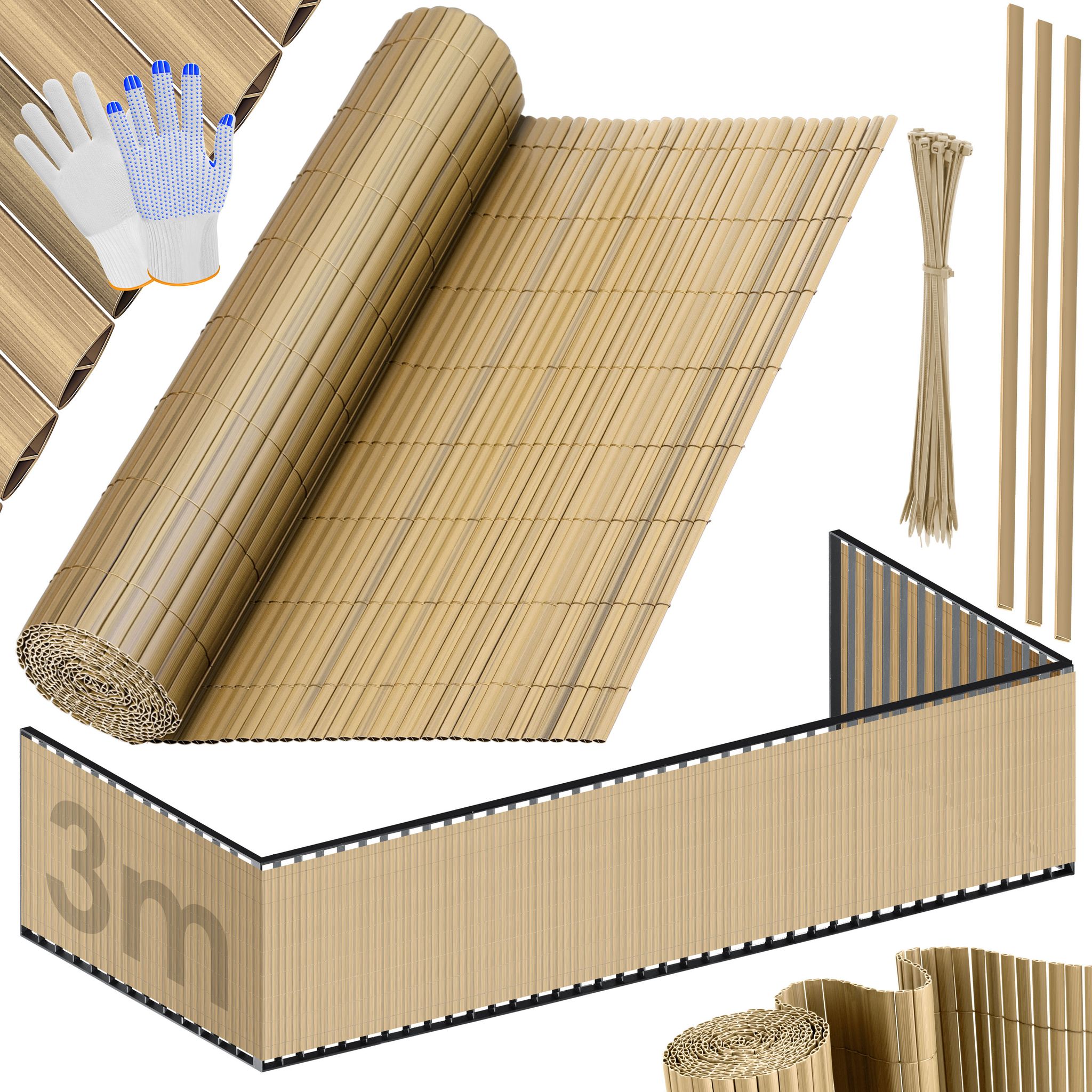 Kesser® Pvc Sichtschutzmatte, Blickdicht, Windfest - 120 X 300 Cm, Bambus