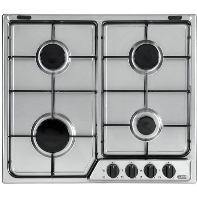 DeLonghi YAF46 ASV Einbau-Gaskochfeld, 4 Brenner, Schwarz/Silber