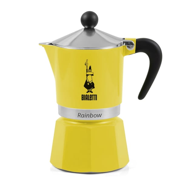 Bialetti Rainbow Italienische Espresso-Kaffeemaschine, 6 Tassen, Aluminium, gelb