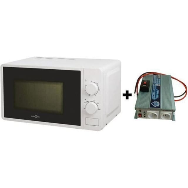 Pack HTC EQUIPEMENTS Spannungswandler 12V/220V 1200W mit Fernbedienung und High One Mikrowelle 220V 20L 700W
