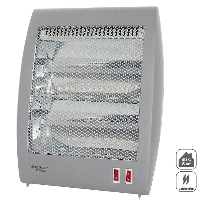 Voltomat HEATING Quarzheizstrahler (30 x 14 x 33,5 cm, 800 W, Grau)