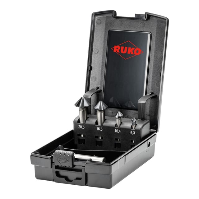 Ruko - ultimatecut Kegel- und Entgratsenker-Satz (din 335) Form c 90° hss RUnaTEC in Kunststoffkassette - 5 tlg.