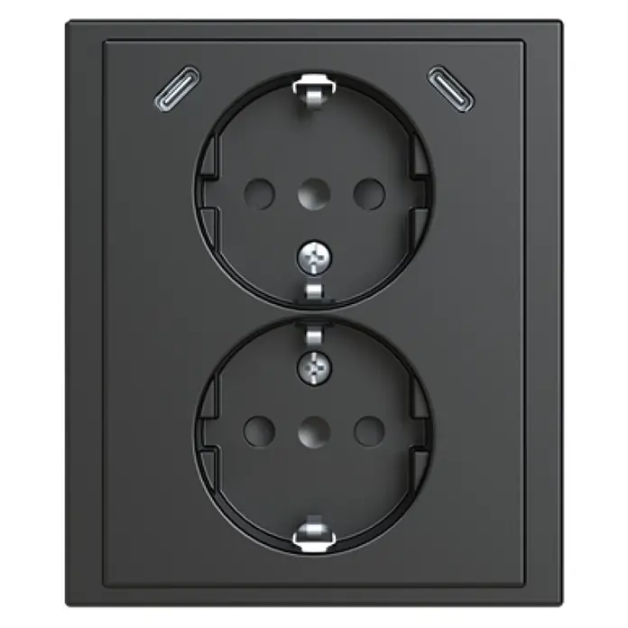 Busch-Jaeger USB-Steckdose Safety+ mit 2x USB-C Anthrazit 202EUJRB2USBC-81 (Anthrazit, Glänzend, Kunststoff, Unterputzmontage)