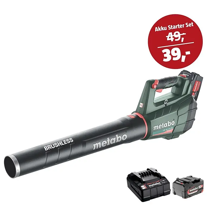 Metabo CAS 18V Maschinen-Set inkl. 2 Akkus (Akku-Laubbläser LB 18 LTX BL + 39€ Akku-Basis-Set)