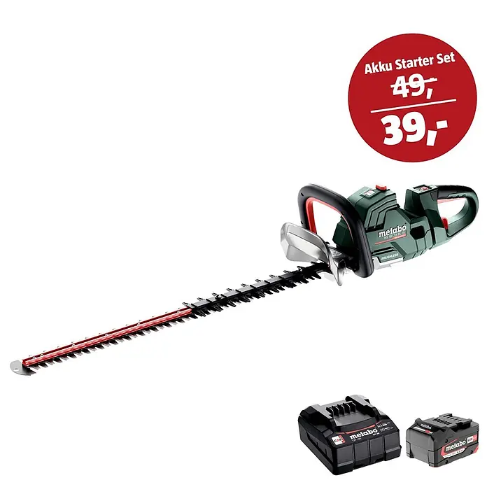 Metabo CAS 18V Maschinen-Set (Akku-Heckenschere HS 18 LTX BL 75 + 39€ Akku-Basis-Set)
