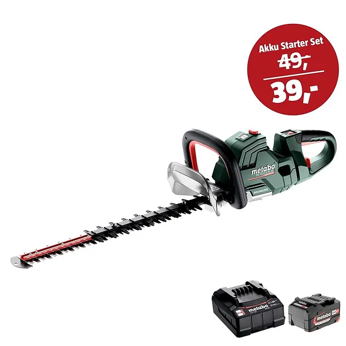 Metabo CAS 18V Maschinen-Set (Akku-Heckenschere HS 18 LTX BL 55 + 39€ Akku-Basis-Set)
