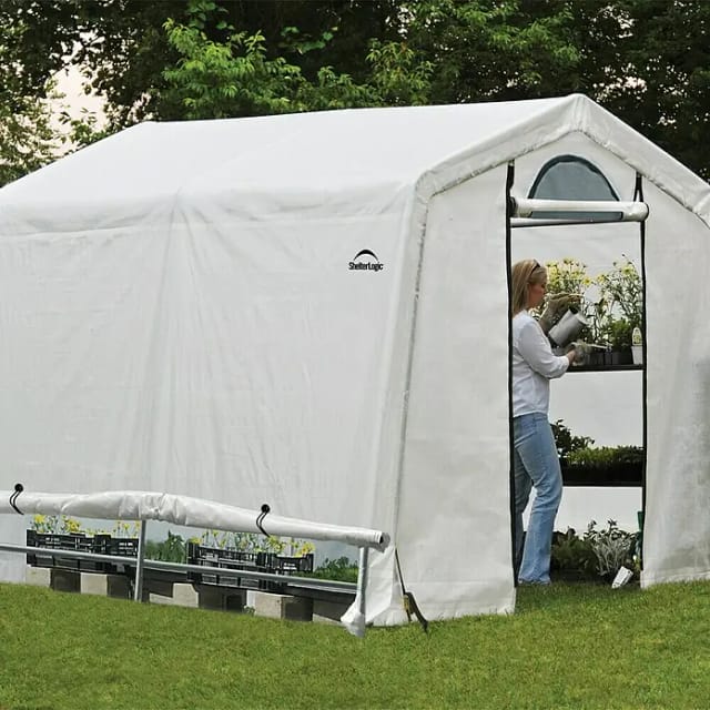 SHELTERLOGIC Folien-Gewächshaus, 5,76 m², Stahl/Kunststoff - weiss