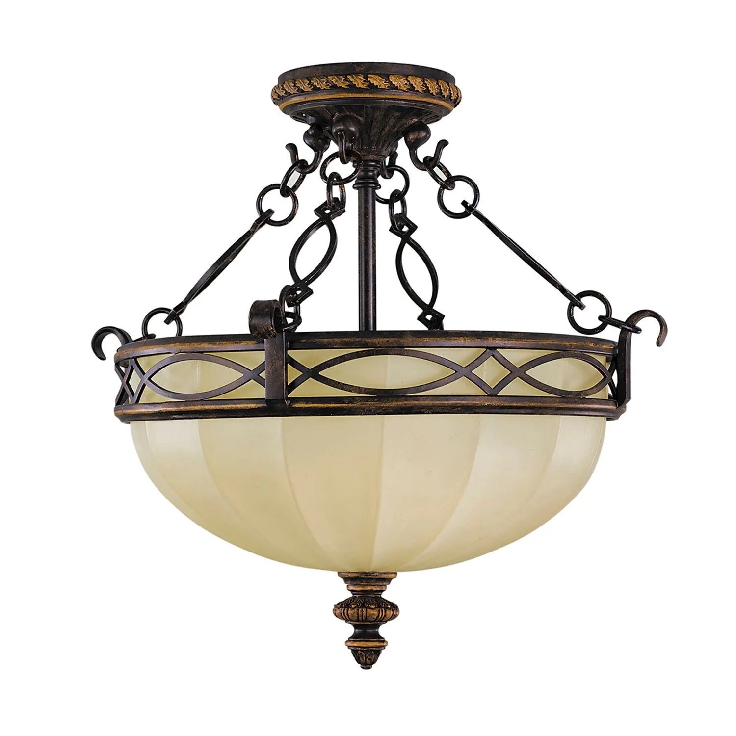 Licht-Erlebnisse Deckenleuchte Glas Metall Ø 39,4 cm Rund Rustikal 2x E27