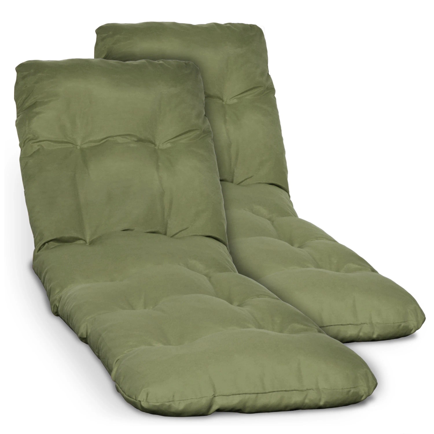 Beautissu 2X Auflage Sonnenliege Deckchair Flair RL 190x60x8 cm Olivegrün
