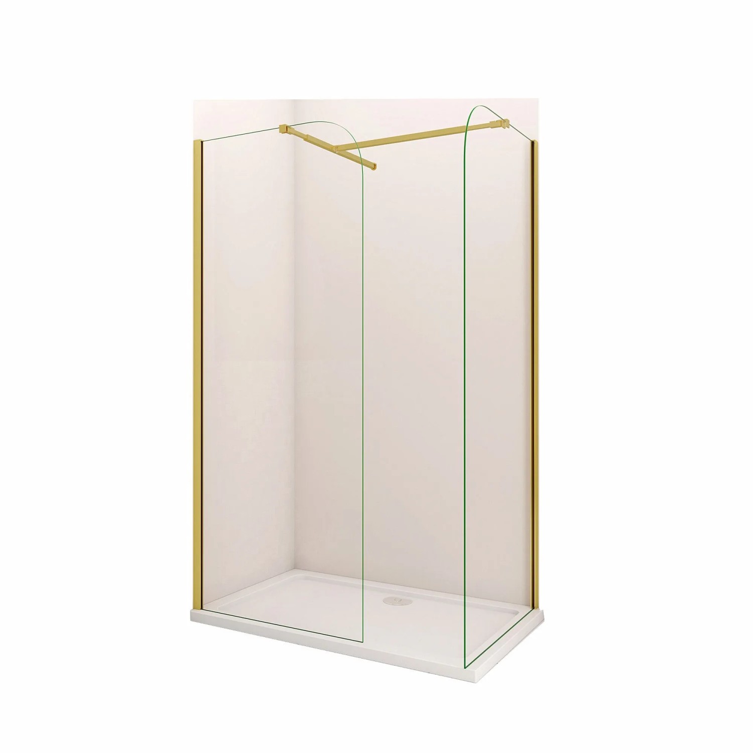 Duschparadies Walk In Duschen 100 x 90 x 200cm Duschkabine 8mm Nano Glas Gerundet Duschwand Mit 90cm Stabilisator Goldrahmen
