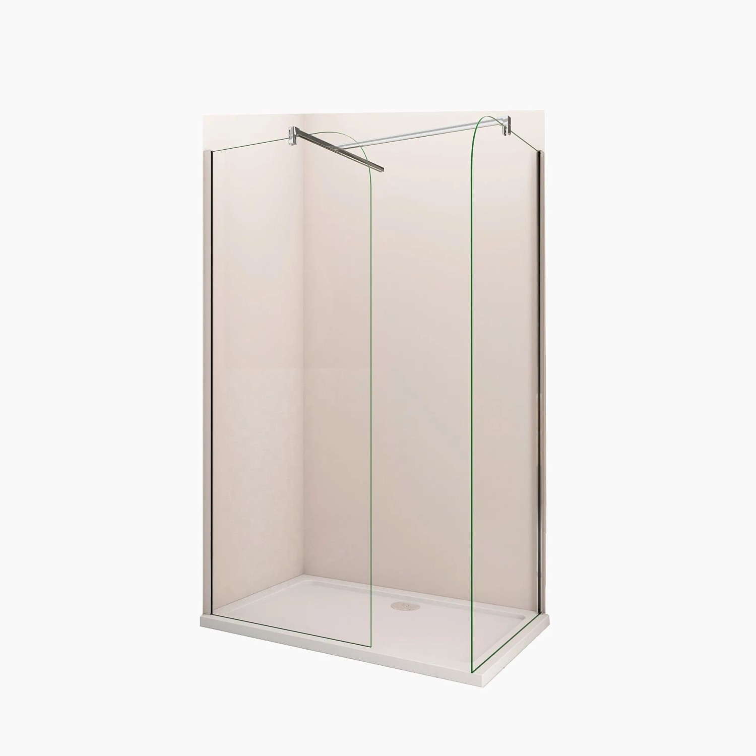 Duschparadies Walk In Duschen 90 x 80 x 200cm Duschkabine 8mm Nano Glas Gerundet Duschwand Mit 90cm Stabilisator Verchromt