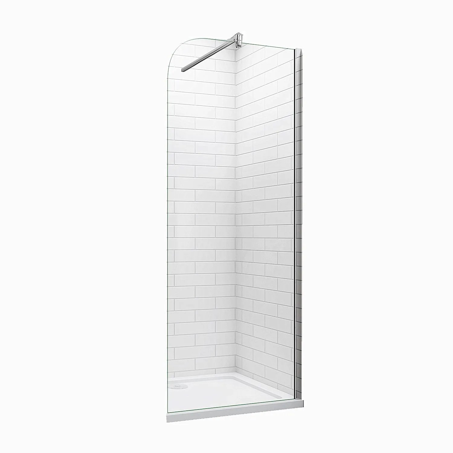 Duschparadies Walk In Duschen 110 x 200cm Duschabtrennung 8mm Nano Glas Gerundet Seitenwand Verchromt