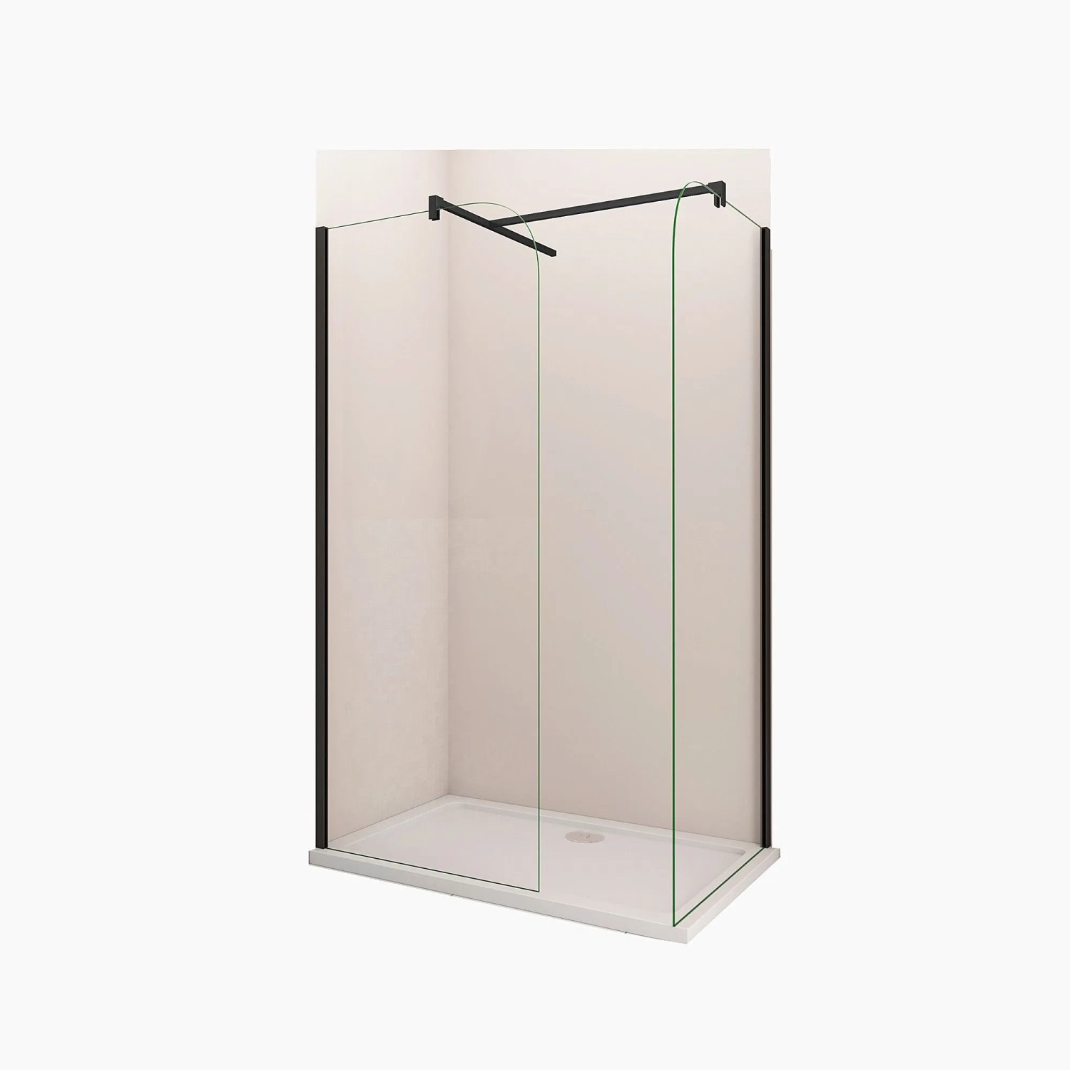 Duschparadies Walk In Duschen 80 x 80 x 200cm Duschkabine 8mm Nano Glas Gerundet Duschwand Mit 90cm Stabilisator Schwarz