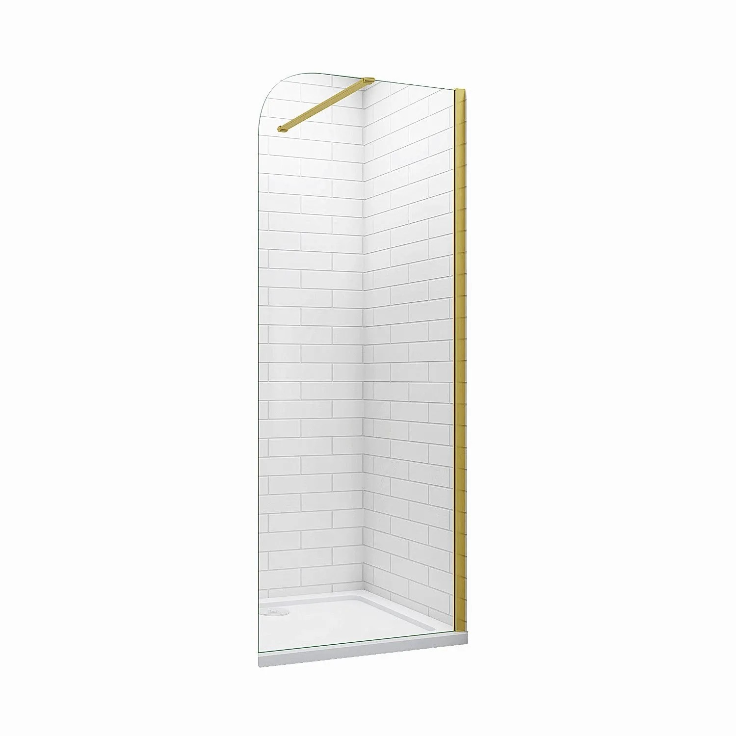 Duschparadies Walk In Duschen 110 x 200cm Duschabtrennung 8mm Nano Glas Gerundet Seitenwand Goldrahmen
