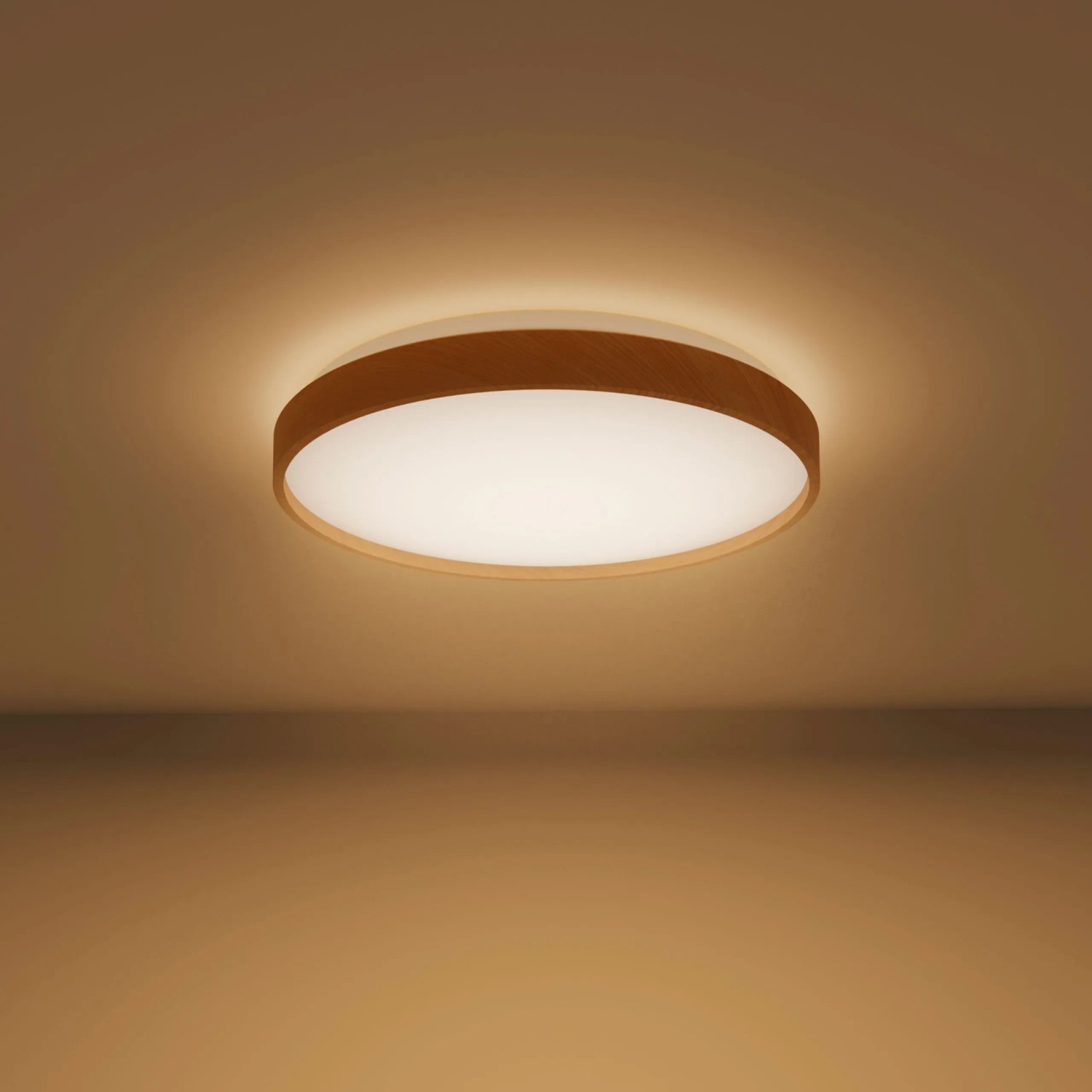 Philips Deckenleuchte Stylique Holzoptik 38 cm Warmweiß