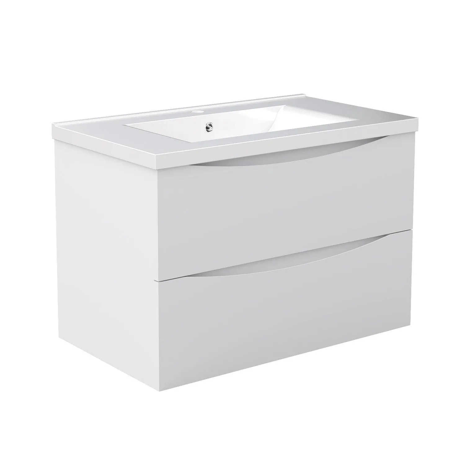 Duschspa Badmöbel 80cm Waschbecken mit Unterschrank Hängend Matt Weiß