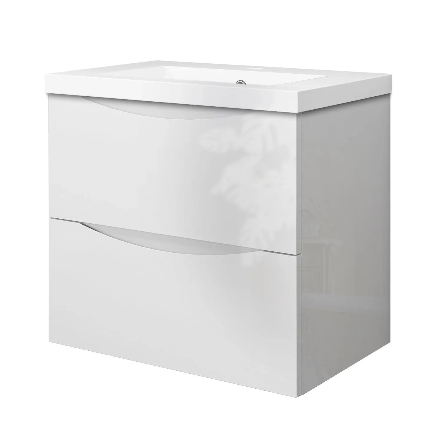 Duschspa Badmöbel 60cm Waschbecken mit Unterschrank Hochglanz Weiß