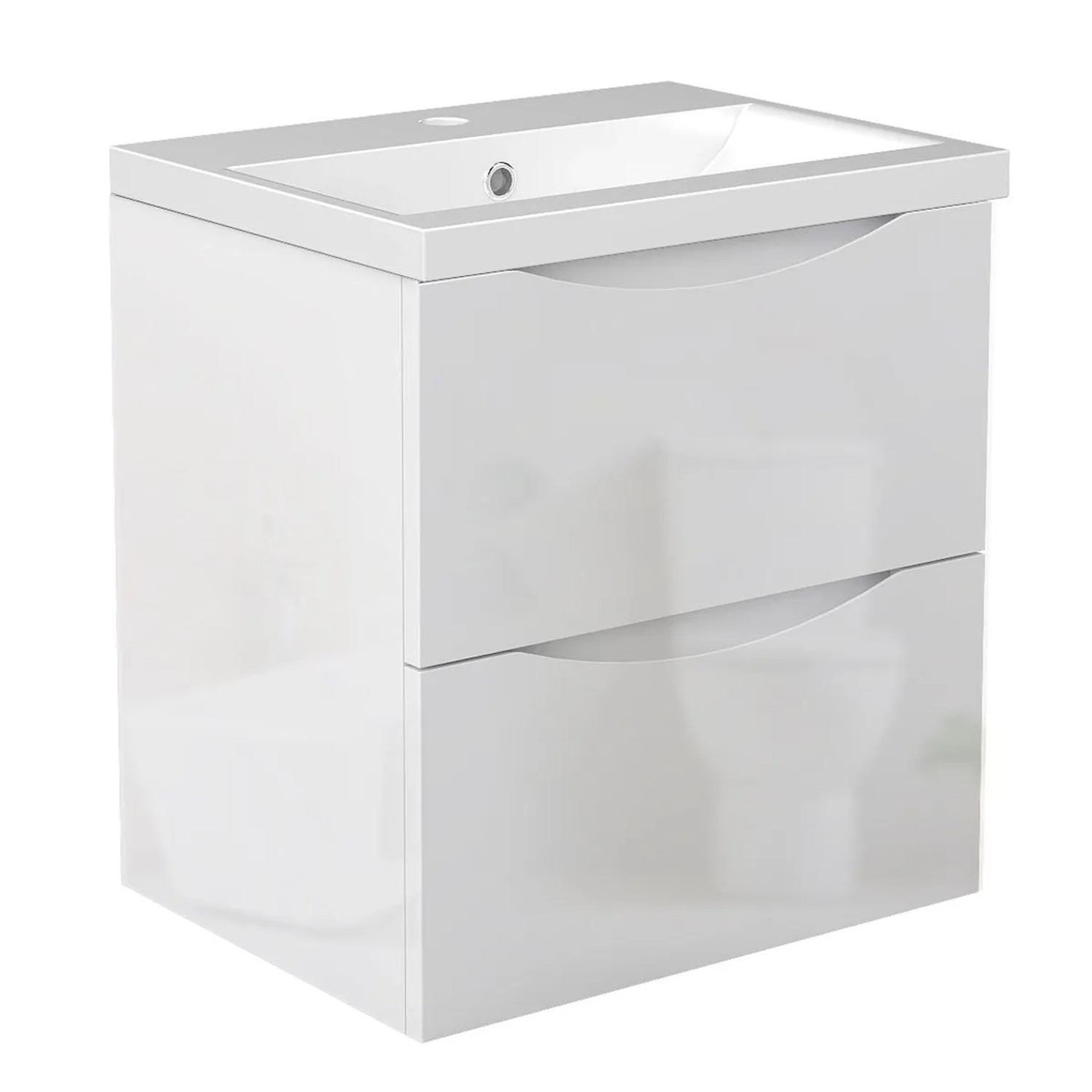 Duschspa Badmöbel 50cm Waschbecken mit Unterschrank Hochglanz Weiß