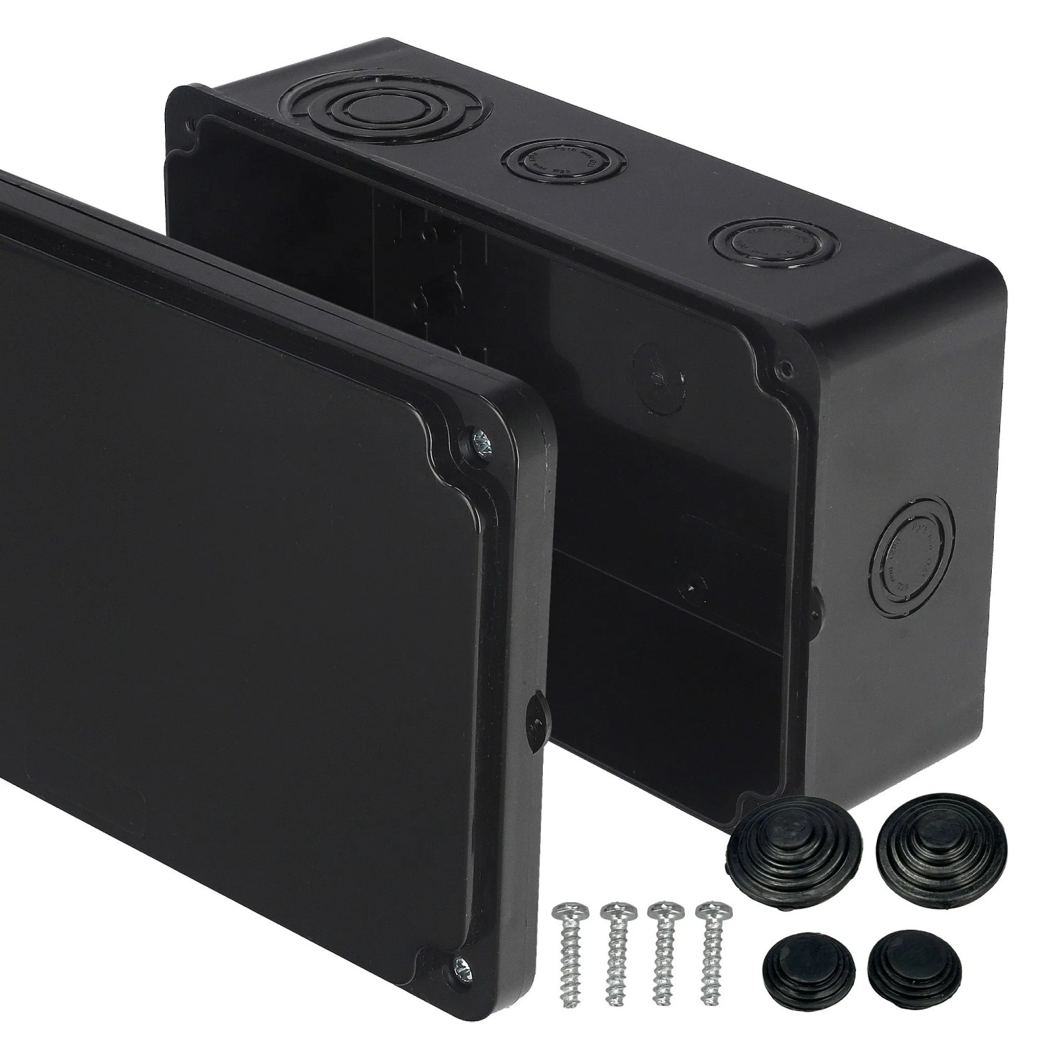 EDO Abzweigkasten Aufputz 210 x 120 x 74 mm Schwarz IP65 ABS UV-beständig