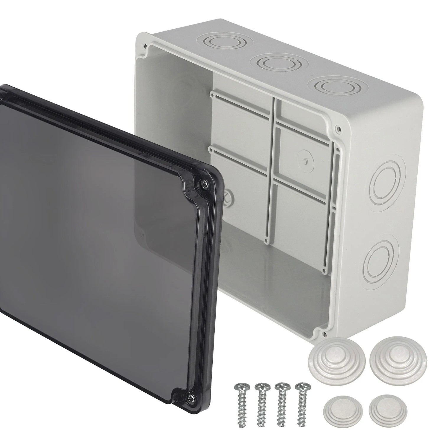 EDO Abzweigkasten Aufputz 190 x 150 x 80 mm Grau-Transparent IP65 ABS