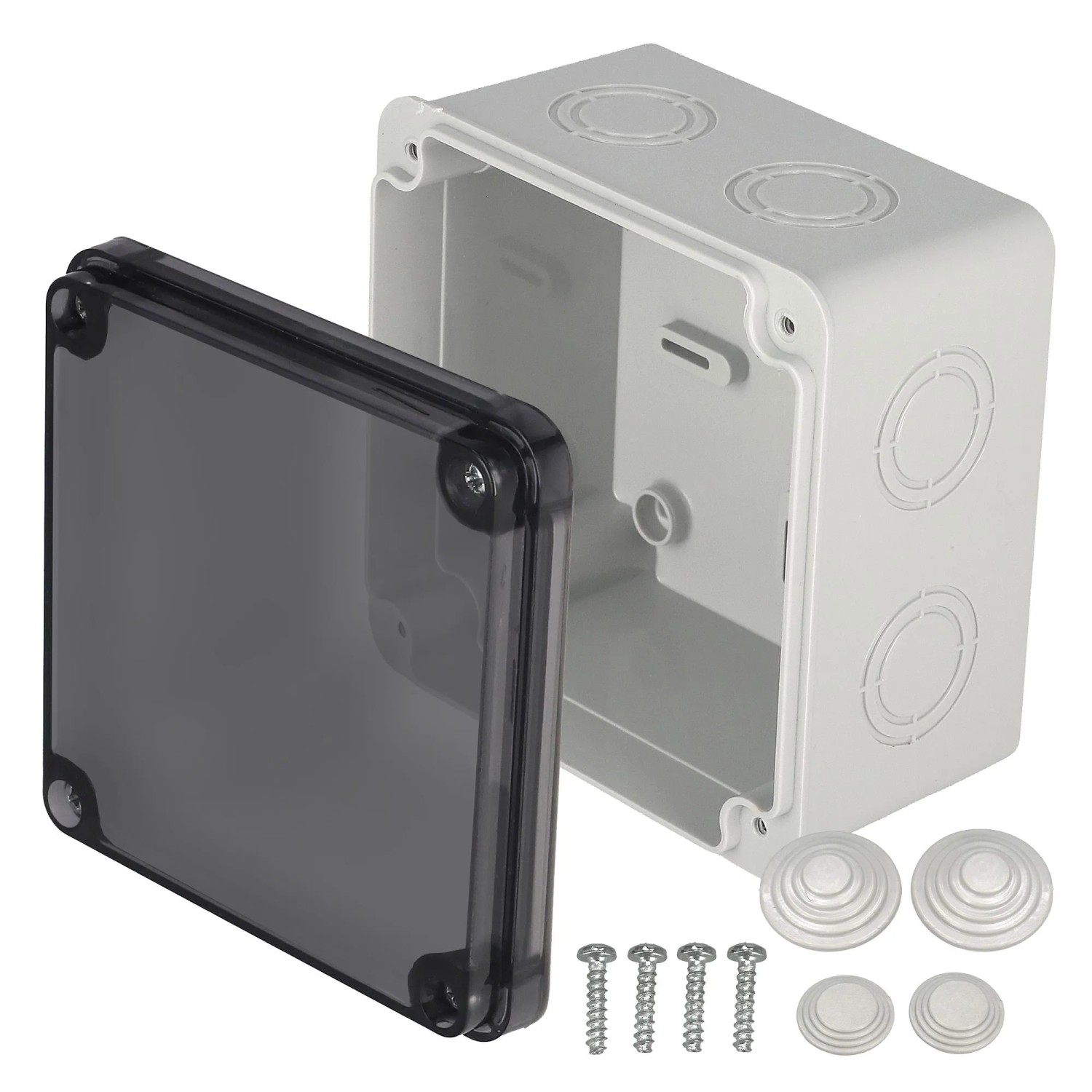 EDO Abzweigkasten Aufputz 110 x 110 x 74 mm Grau-Transparent IP65 ABS