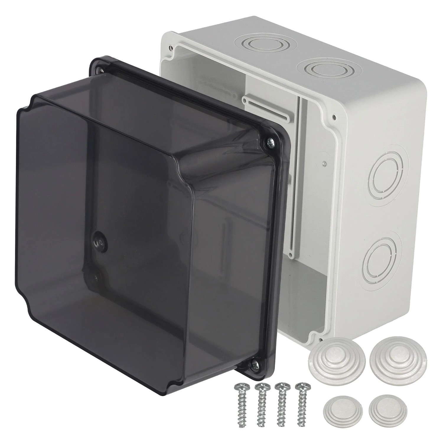 EDO Abzweigkasten Aufputz 150 x 150 x 140 mm Grau-Transparent IP65 ABS