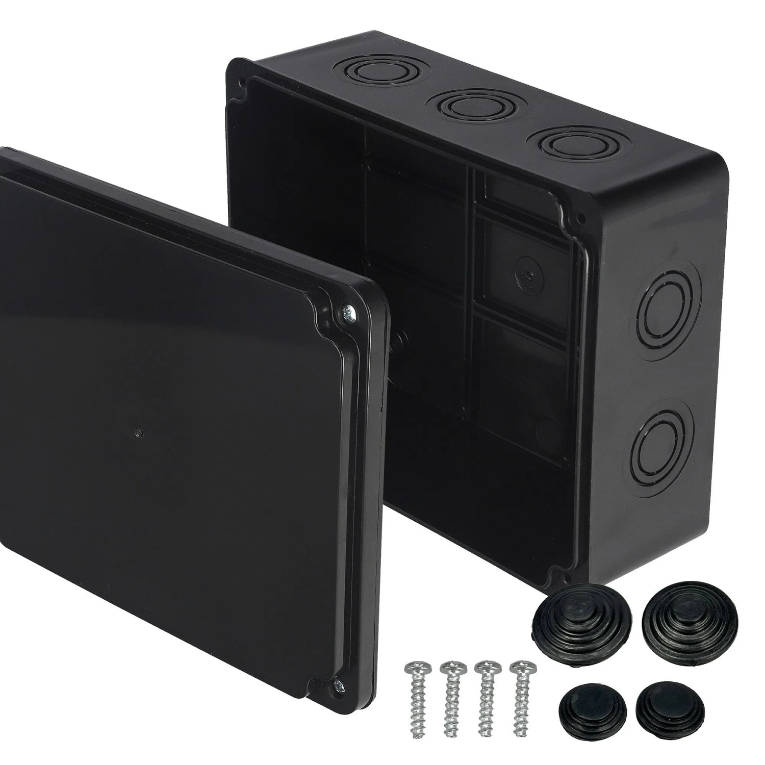 EDO Abzweigkasten Aufputz 190 x 150 x 80 mm Schwarz IP65 ABS UV-beständig