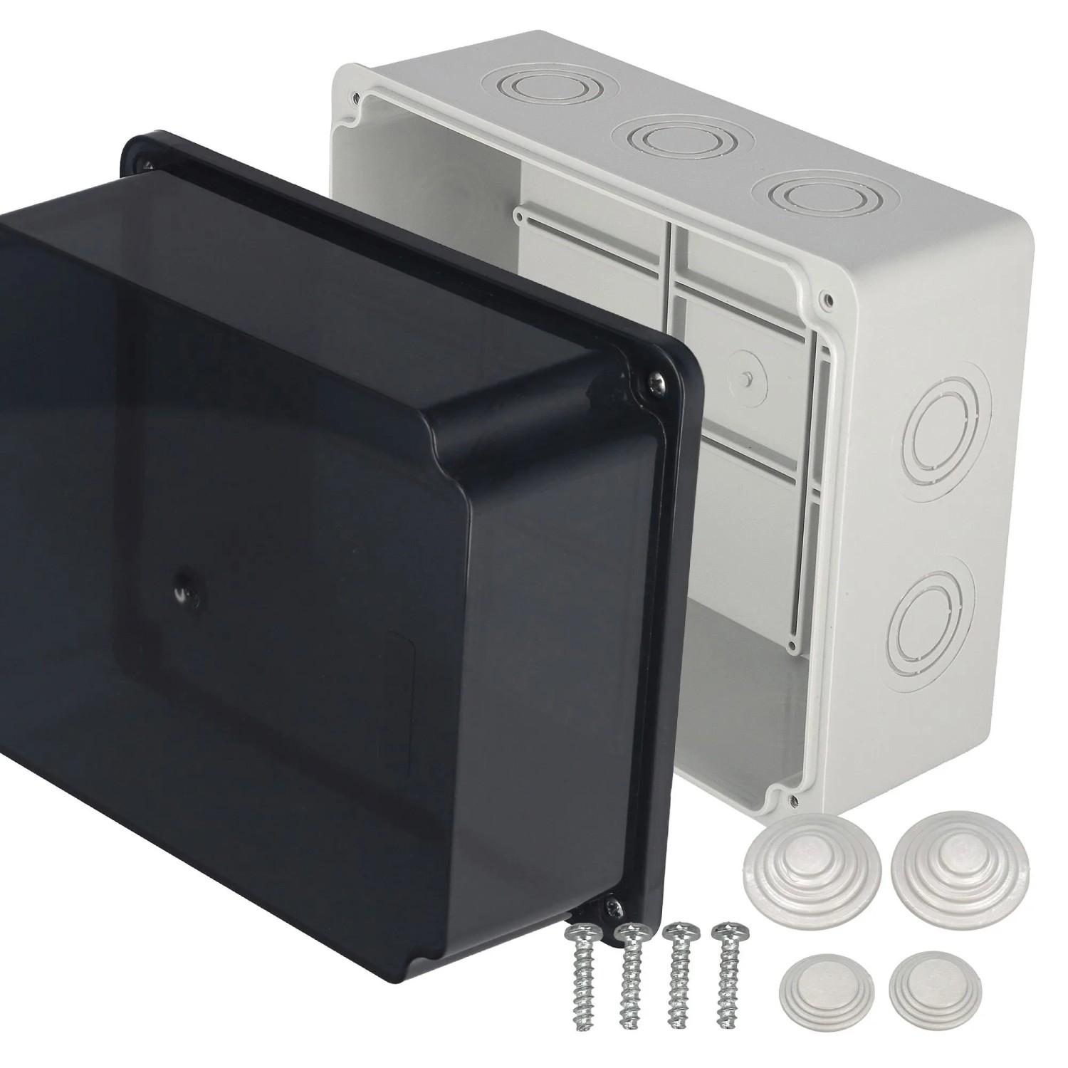 EDO Abzweigkasten Aufputz 190 x 150 x 140 mm Grau-Transparent IP65 ABS
