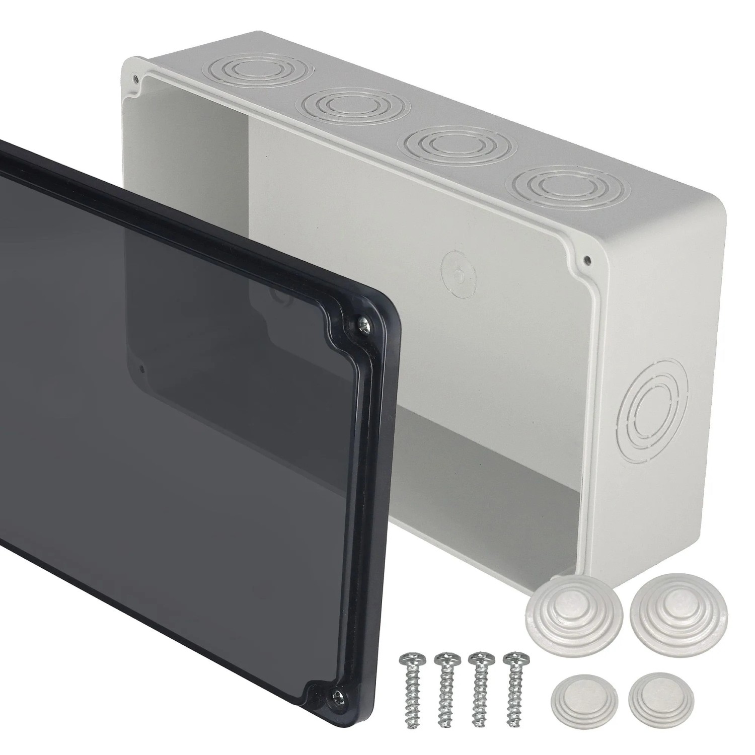 EDO Abzweigkasten Aufputz 260 x 150 x 80 mm Grau-Transparent IP65 ABS