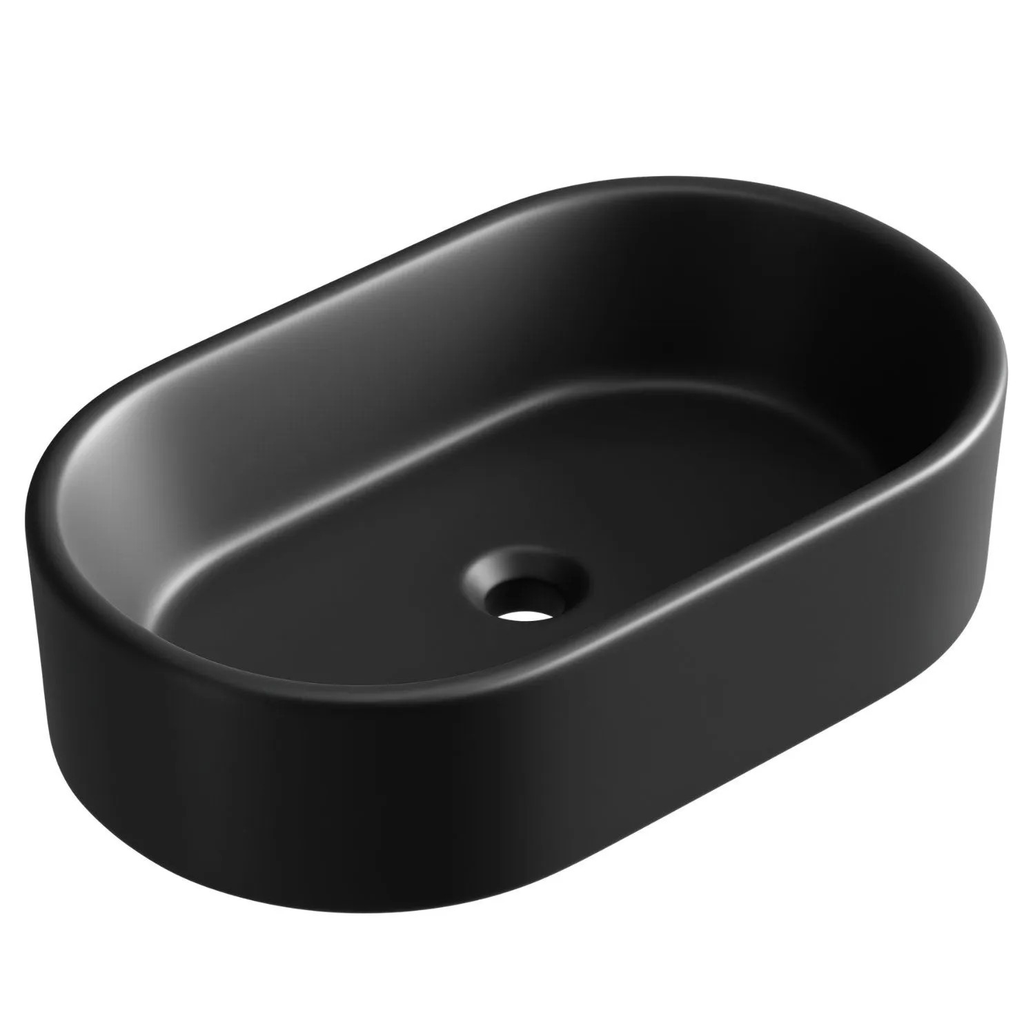 Planetmöbel Aufsatzwaschbecken 55 cm Schwarz Oval Keramik