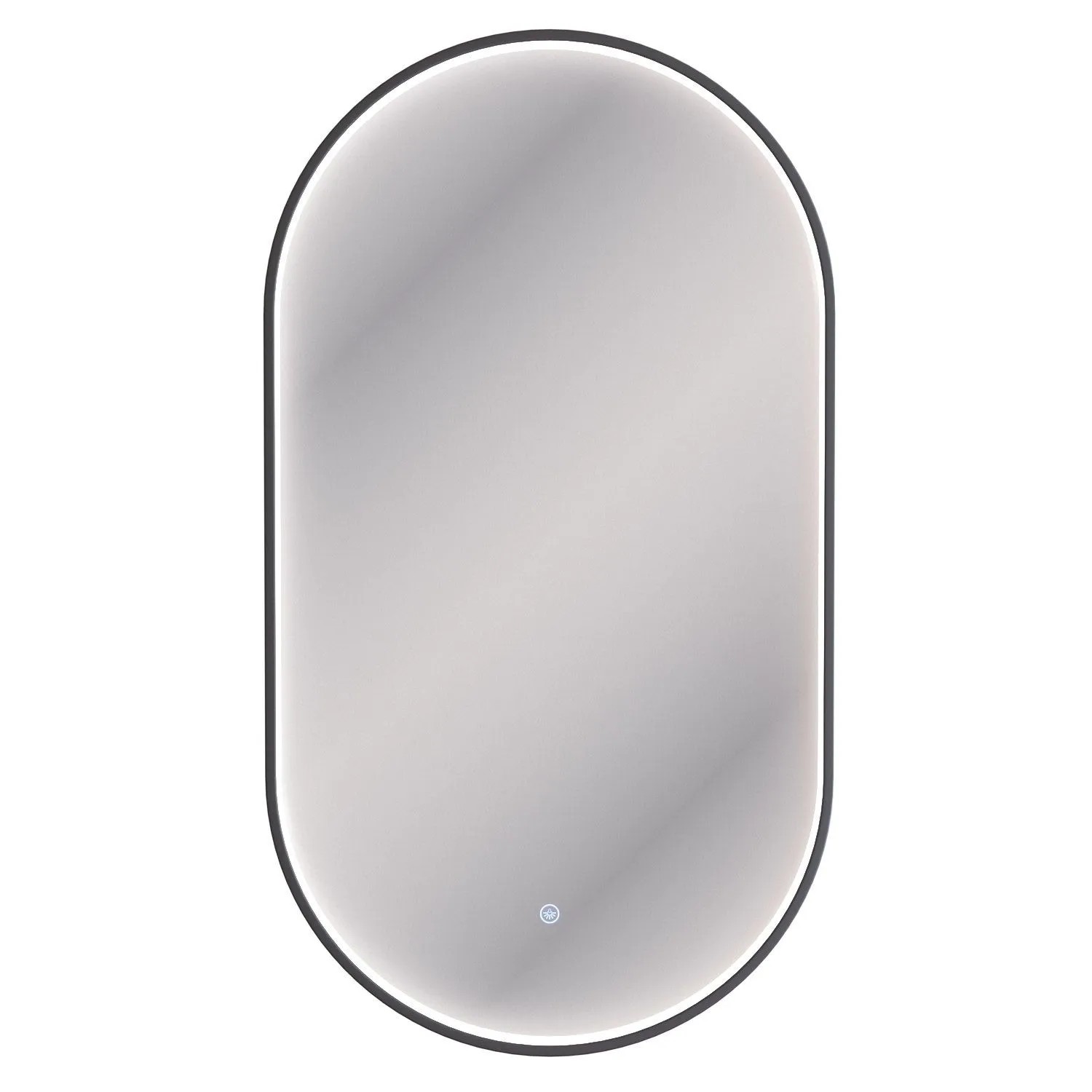 Planetmöbel GLORA LED Spiegel Oval 50 x 90 cm Rahmen Touch Schalter Dimmbar
