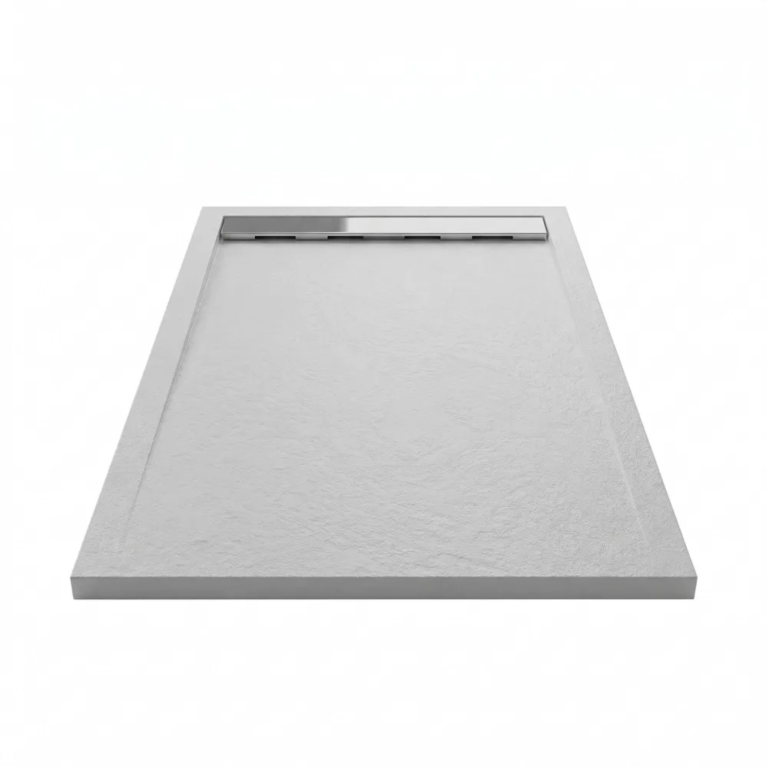 Mirlo Mineralguss Duschwanne Extra Flach Ribera Grau Ablaufschutz Chrom 90x130cm