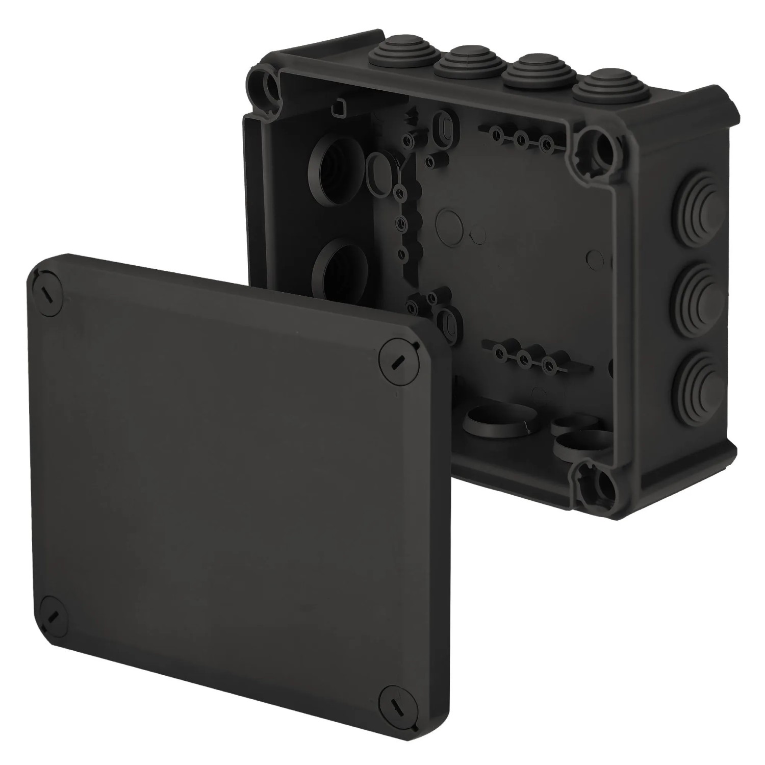 EDO Aufputz-Abzweigdose IP66 190 x 150 x 75 mm Schwarz PP UV-beständig für Innen und Außen